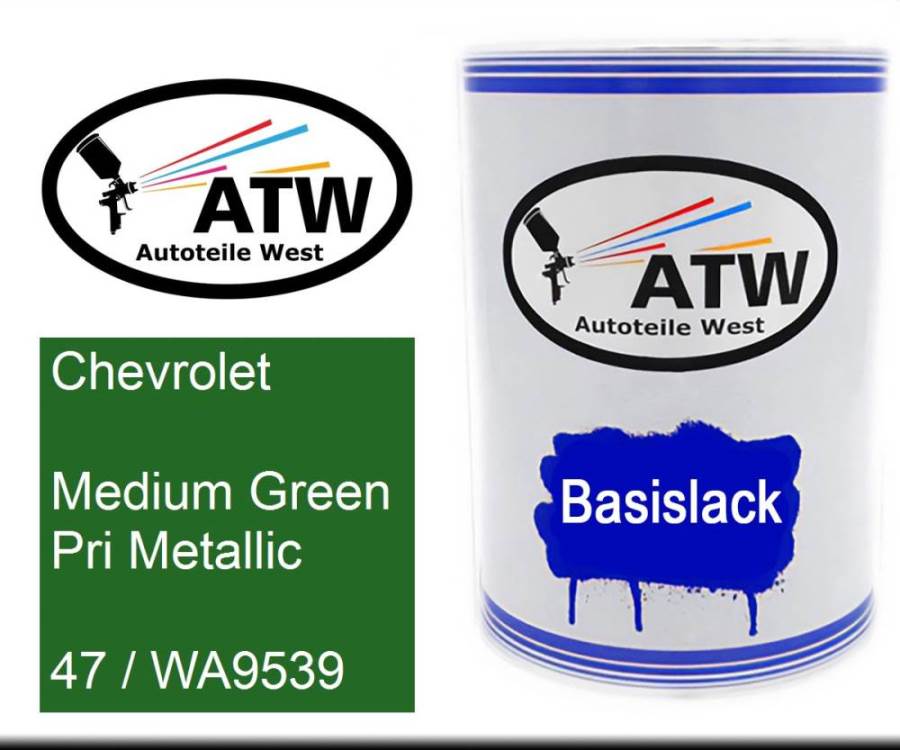 Chevrolet, Medium Green Pri Metallic, 47 / WA9539: 500ml Lackdose, von ATW Autoteile West.